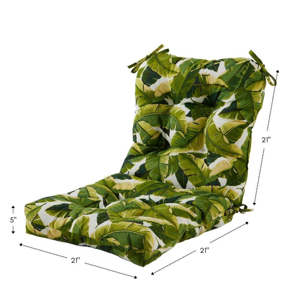 Palm Leaves White 42 x 21 in. Outdoor Tufted Chair Cushion (set of 2) by Greendale Home Fashions