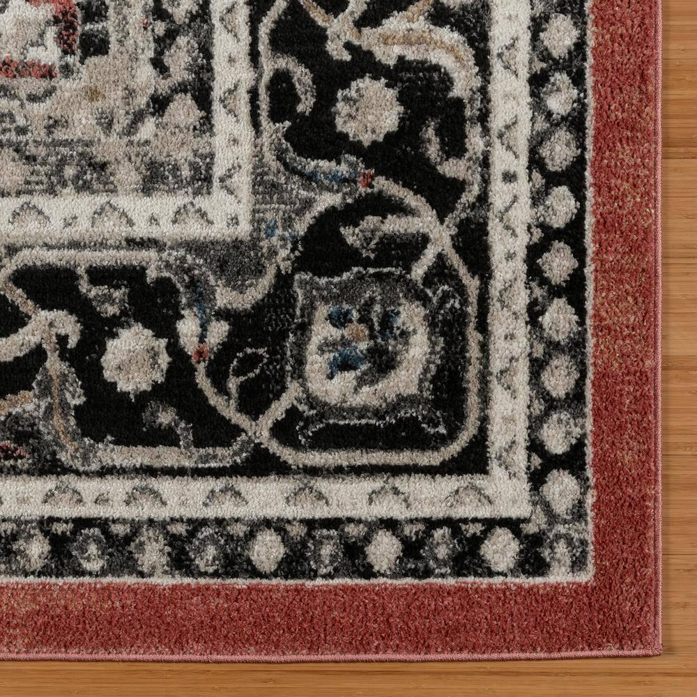 Heirloom Fluer Traditional Oriental Medallion Red Black Polypropylene Area Rug
