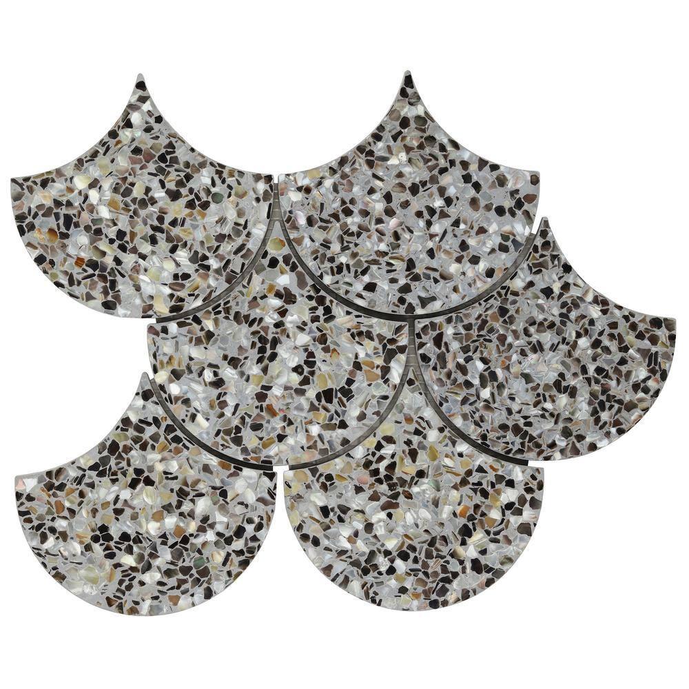 Shoal 5" Fishscale Terrazzo and Pearl Wall & Floor Mosaic Tile (0.74 Sq. Ft. / Sheet)