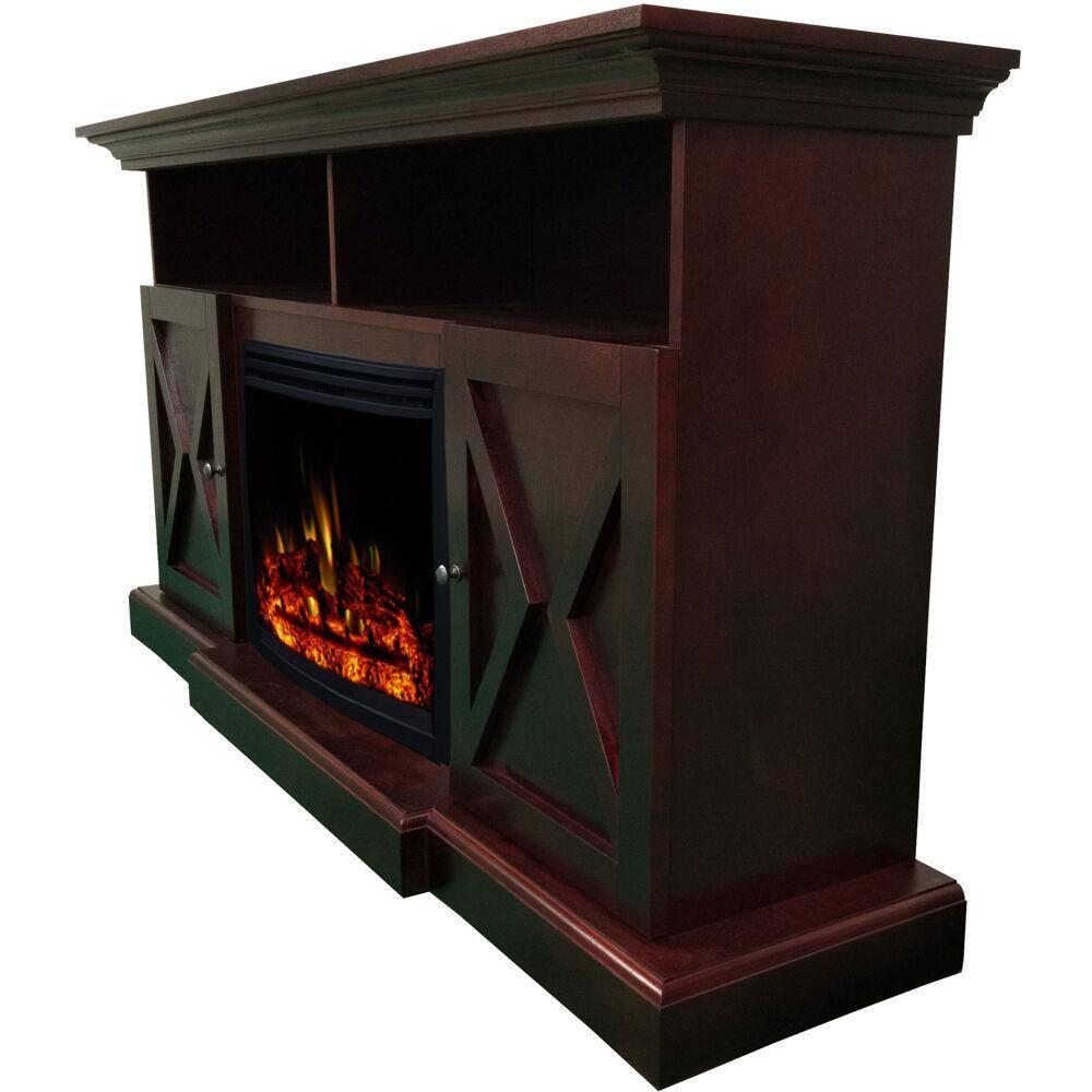 Cambridge Cambridge Summit 62-In. Farmhouse Fireplace TV Stand with Crystal Rocks Display