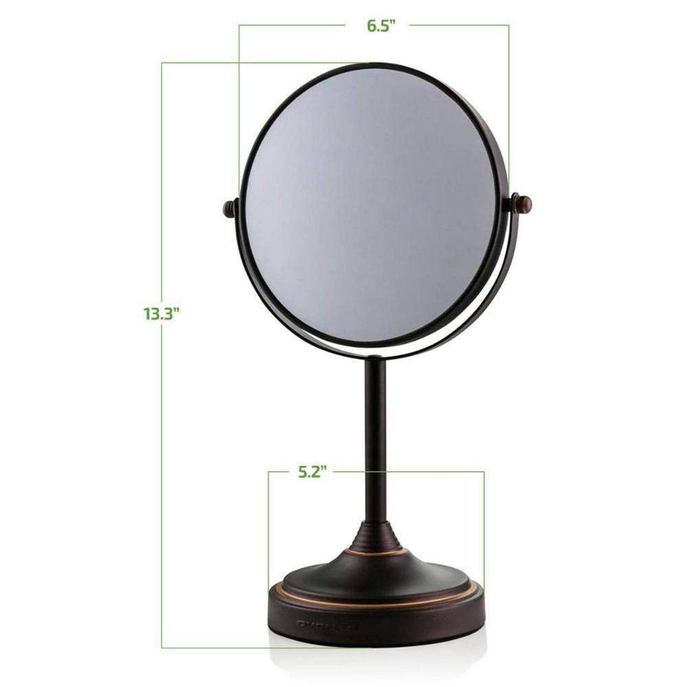 OVENTE 7'' Tabletop Makeup Mirror with 1X/7X Magnification, 360° Swivel Design and Double-Sided Free-Standing Vanity Mirror Perfect for Dresser, Bedroom and Office Desk, Antique Bronze MNLCT70ABZ1X7X