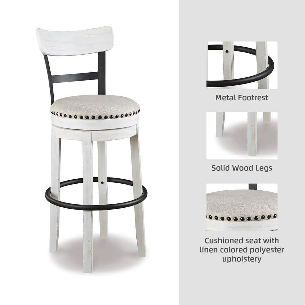 Gracie Oaks Design by Ashley Valebeck Modern Swivel Counter Height Barstool, Whitewash