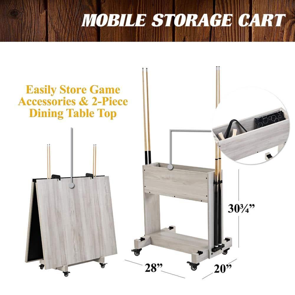 Barrington Billiards Monteray 7’ Pool Table, 3-in-1 with Dining Top & Rolling Storage Caddy