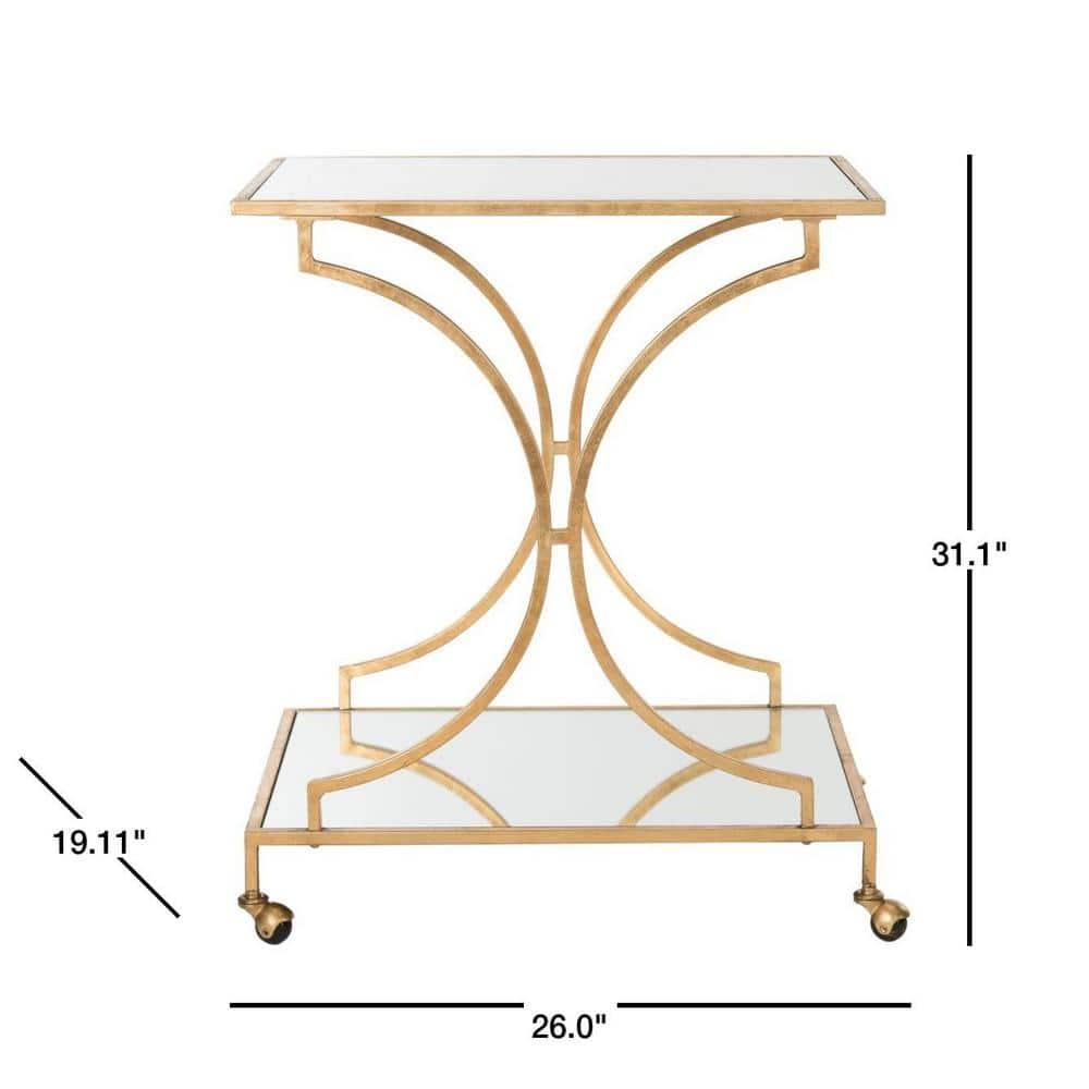 Ignatius Bar Cart - FOX2555B - Gold/Mirror - Safavieh