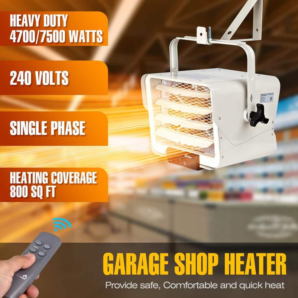 Dr. Infrared Heater DR. INFRARED HEATER Hardwired Shop Garage Electric Heater, Wall/Ceiling Mounted with Remote Controlled Thermostat White