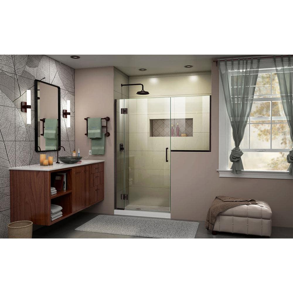 Unidoor-X 66" W x 72" H Frameless Shower Door with Fixed Panel