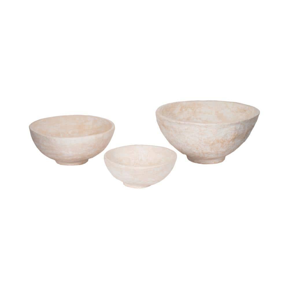 White Paper Mache Decorative Bowl (Set of 3)