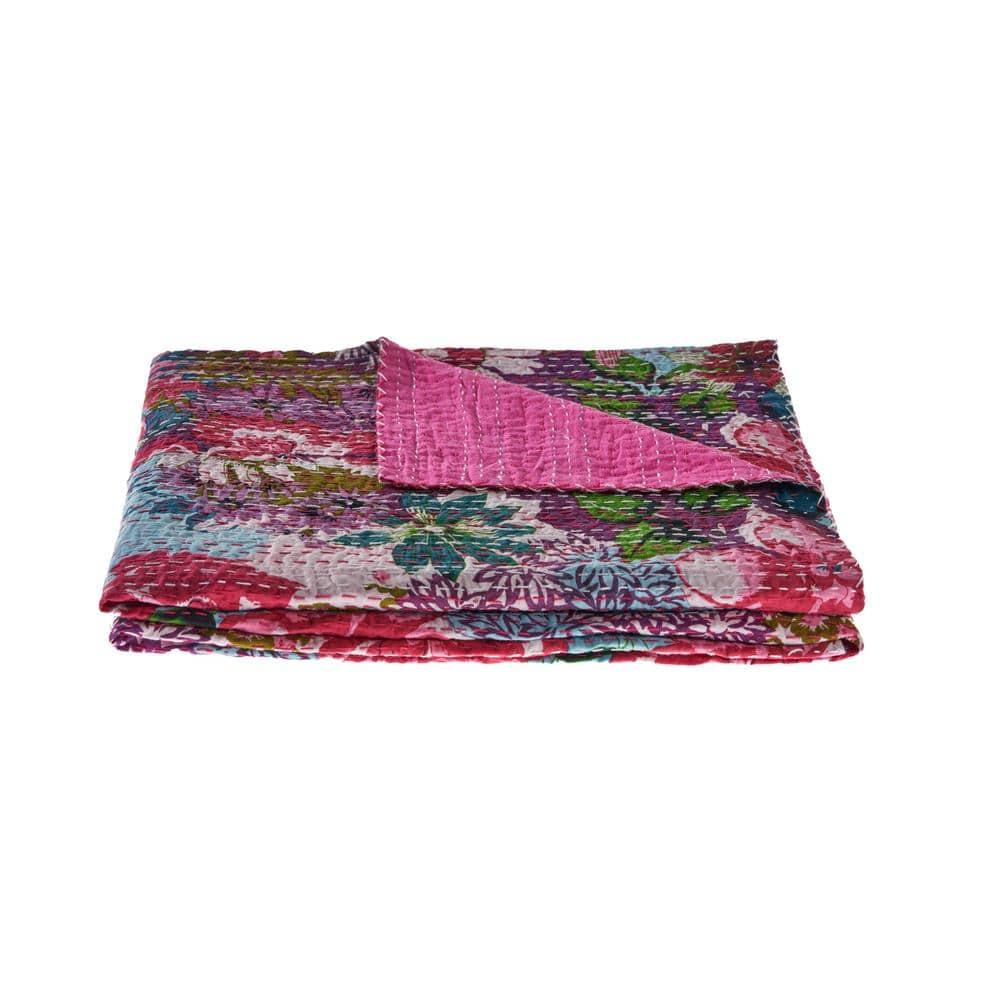 Rajani Home Advika Handmade Kantha Cotton Throw Blanket