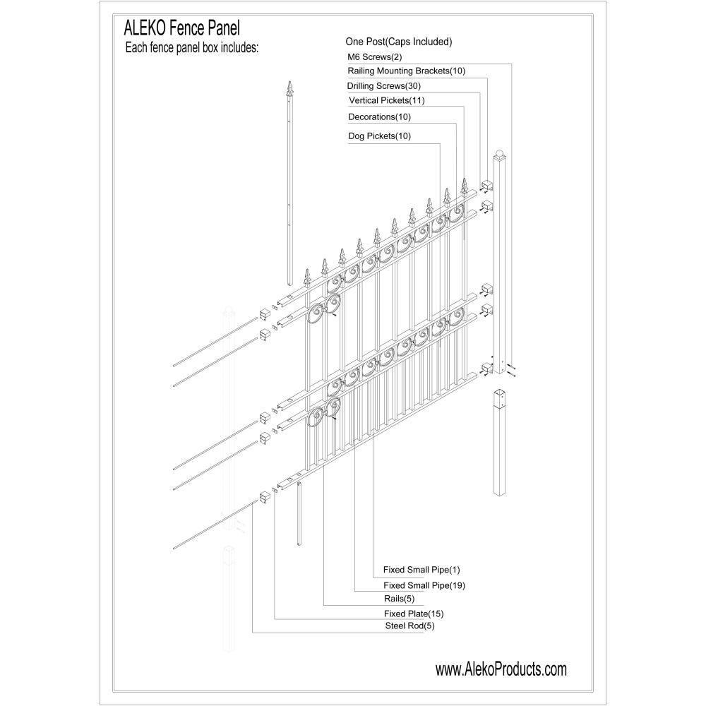 ALEKO 5 ft. H London Steel Fence Panel