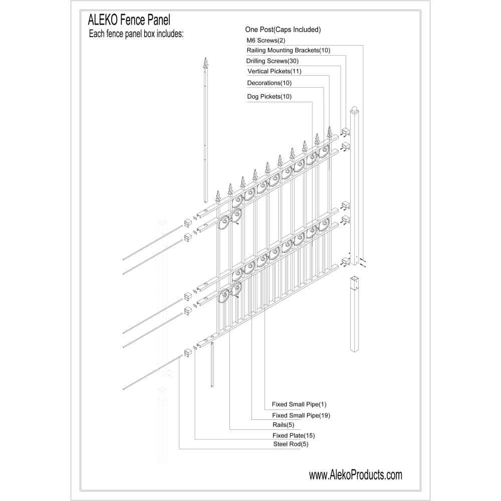 ALEKO 5 ft. H London Steel Fence Panel