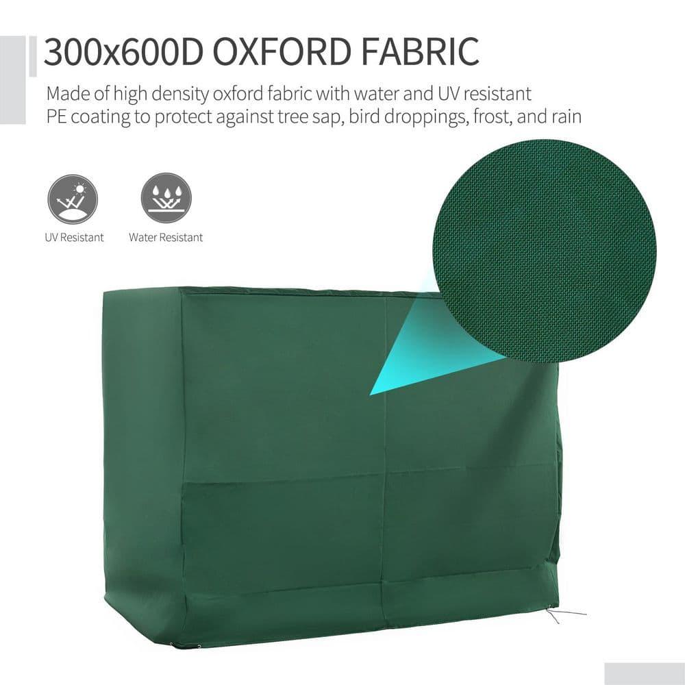 Outsunny 600D Oxford 3-Seater Patio Swing Cover Outdoor Swing Chair Cover Garden Furniture Cover Rain Protection Waterproof Anti-UV, Dark Green