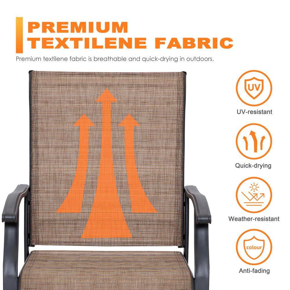 Nuu Garden Outdoor 3-Piece Iron Bistro Set, 2 Textilene Bistro Chairs and 20 Inch Round Slatted Bistro Table