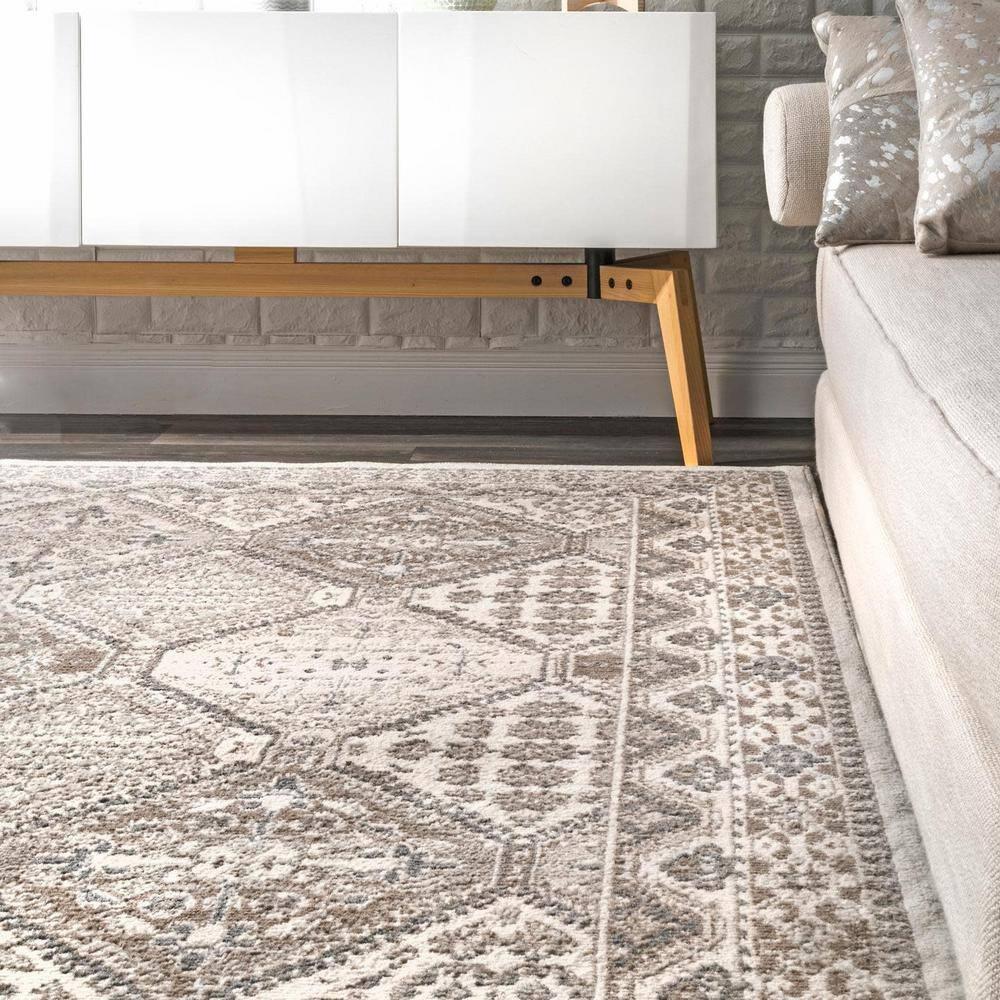 Nuloom Oval 7x9 Becca  Tiled Indoor Area Rug, Beige, Faded Transitional Design, Stain Resistant, BedroomLiving Room, Kitchen,