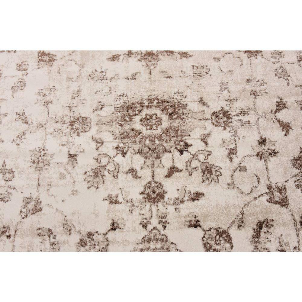 Ivory and Brown Synthetic Stain-Resistant Rectangular Area Rug