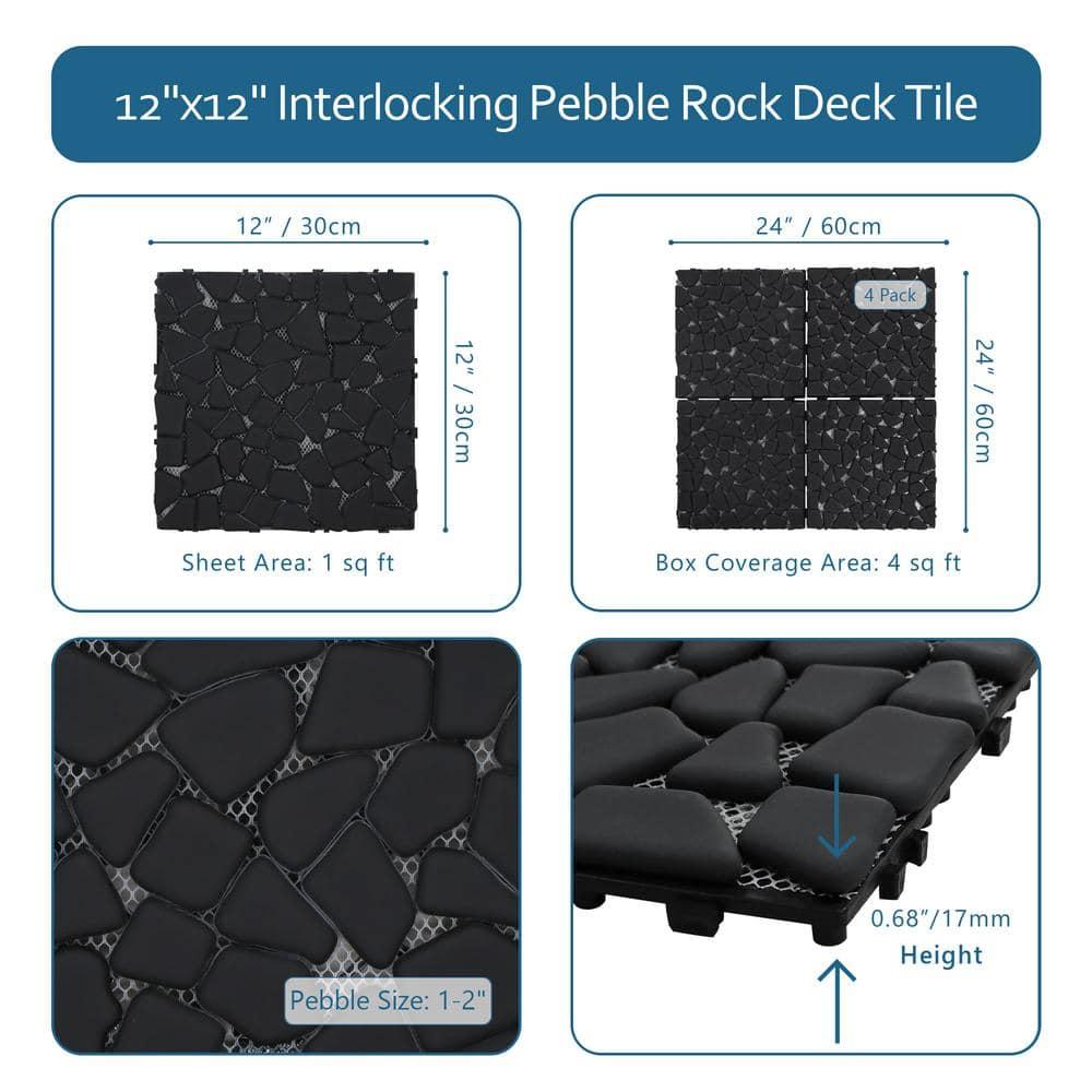 12'' L x 12'' W Stone Interlocking Deck Tile