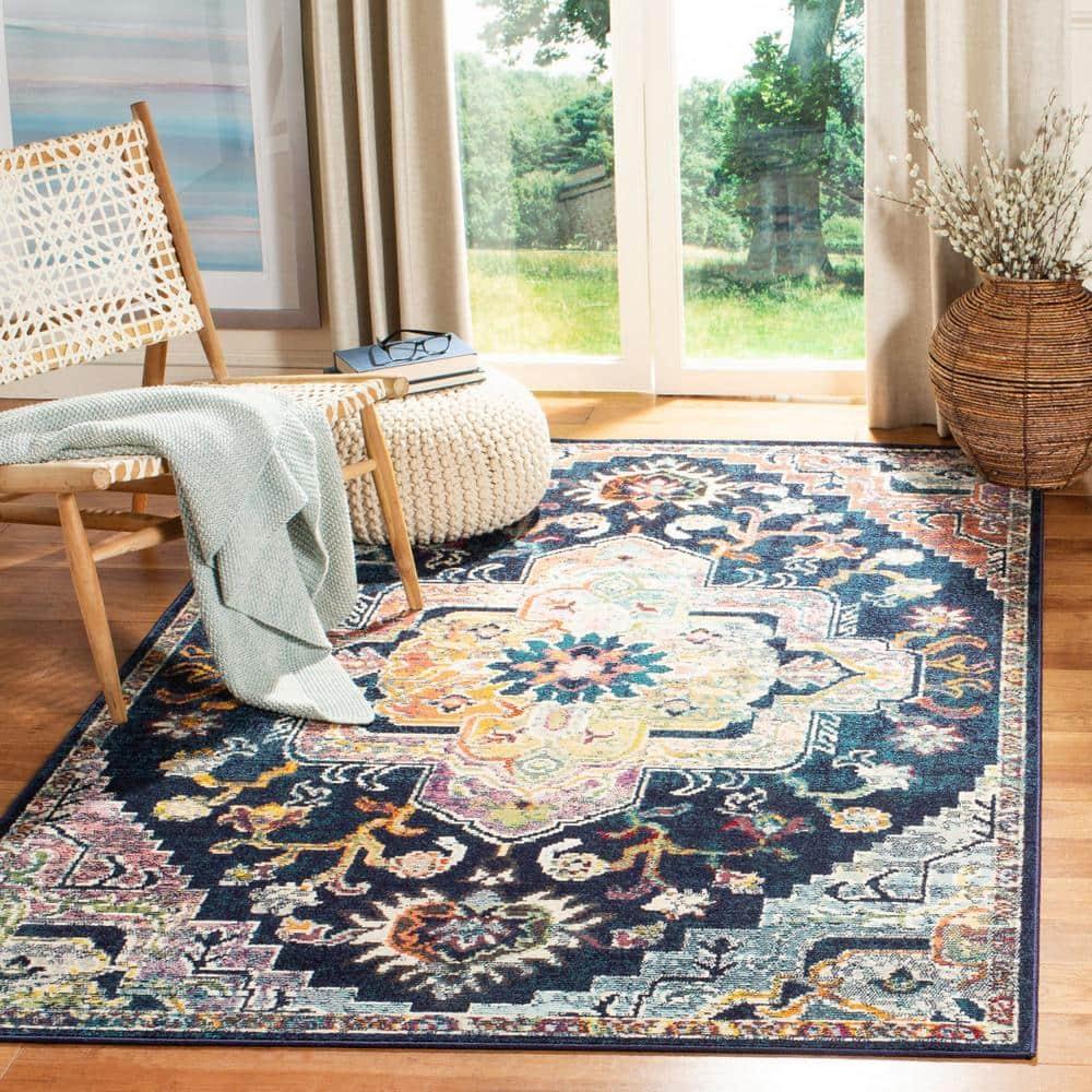 Crystal CRS501 Loomed Indoor Area Rug - Navy/Fuchsia - 6'7"x9'2" - Safavieh