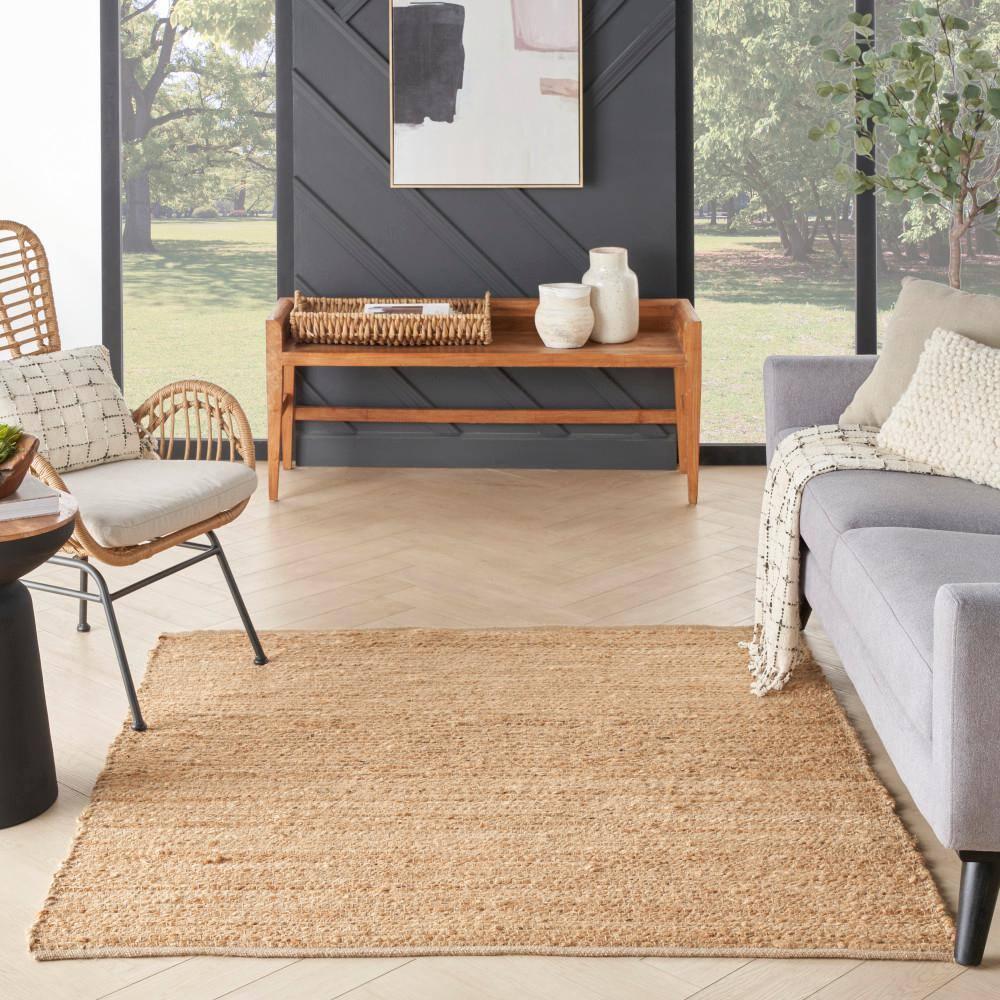 Nourison Farmhouse Natural Jute Flatwoven Rug Natural 5' x Square