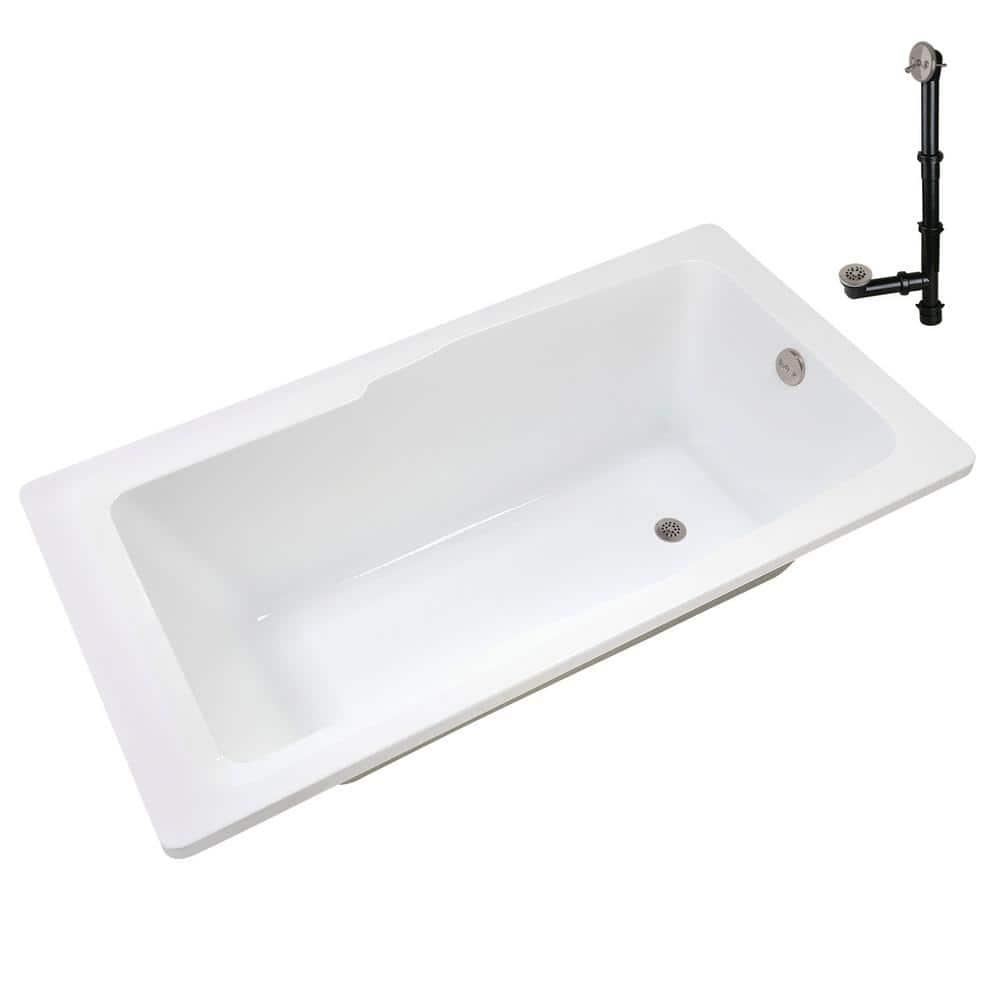 Streamline Bath 60'' x 32'' Acrylic Soaking Drop-In Bathtub, Drain Included N-4400-757-BNK