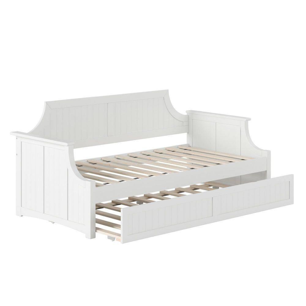 AFI Cambridge Twin Wood Daybed with Twin Size Trundle in White