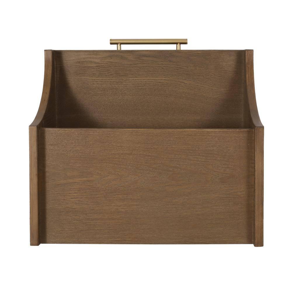 Noble House Barrere End Table with Hutch, Walnut, Natural, and Antique Gold