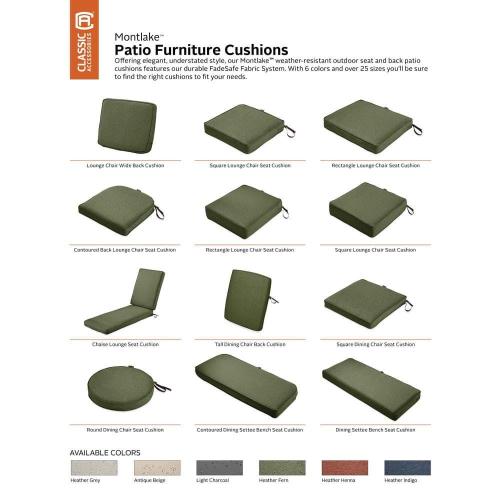 Classic Accessories Montlake FadeSafe Water-Repellent 48 x 18 x 3 Inch Outdoor Bench Cushion, Heather Fern