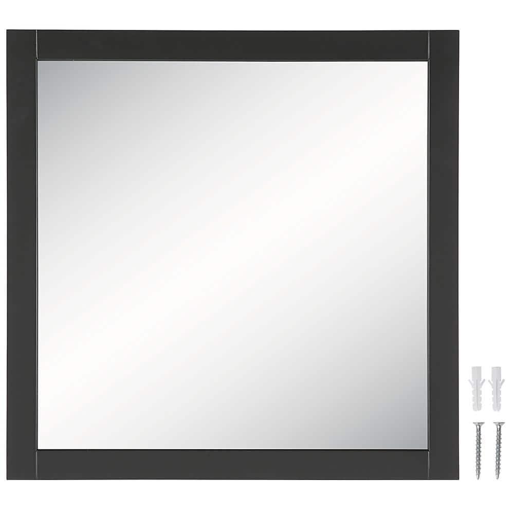 Shorewood Square Bathroom Mirror, 30" H x 30" L, Soft Matte Black, Solid Wood Framed, Decorative Vanity or Entryway Accent – Design House, 589655