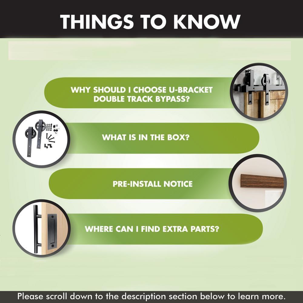 Homacer Black Rustic Double Track U-Shape Bypass Sliding Barn Door Hardware Kit, for Two/Double Doors, 7ft Long Flat Track, Spoke Wheel Design Roller, Heavy Duty, for Interior & Exterior Use