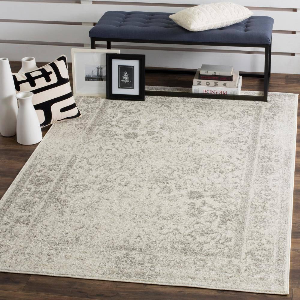 Adirondack ADR109 Machine Made Indoor Accent Rug - Ivory/Silver - 2'-6"x4' - Safavieh