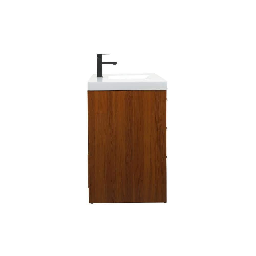 Elegant Decor Wyatt 48" Aluminum Alloy and MDF Single Bathroom Vanity in Teak