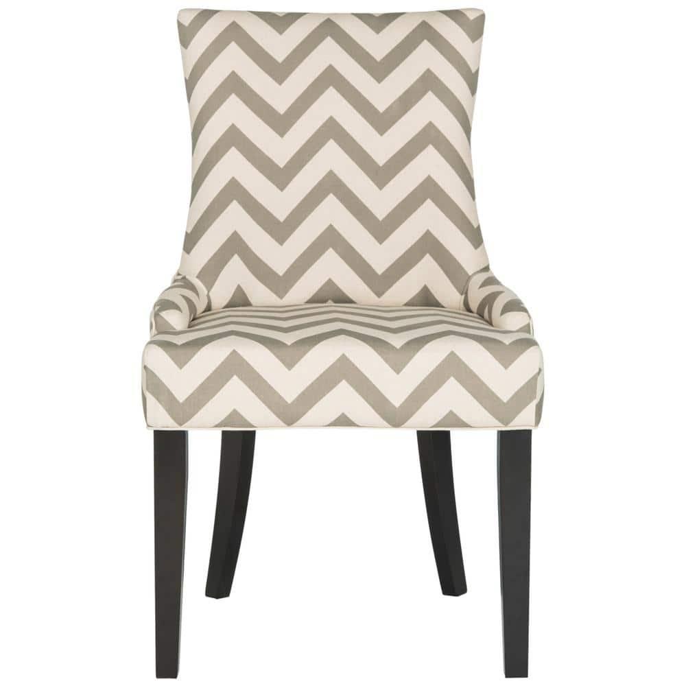 SAFAVIEH Lester 19" H Contemporary Glam Dining Chair, Grey/White/Espresso, Set of 2