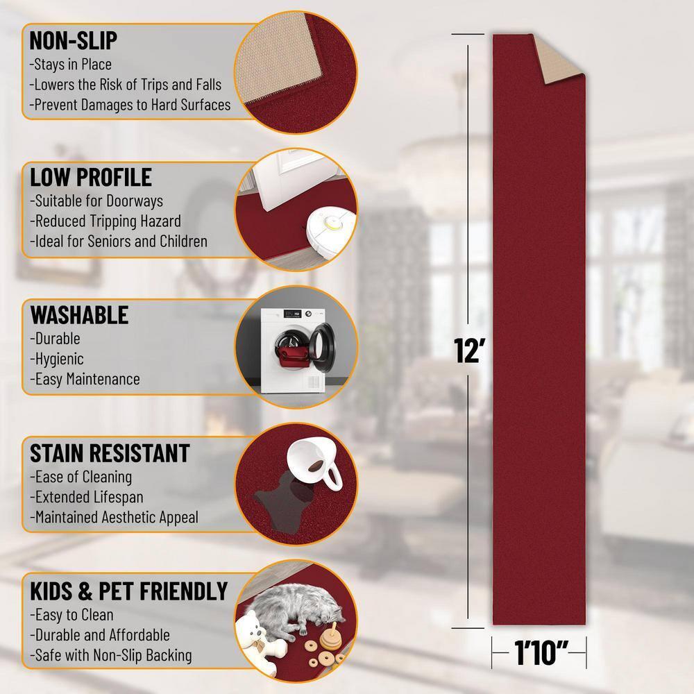 Ottomanson Ottohome Non-Slip Solid Area Rug For Living Room, Hallway Runner, Entryway Rug