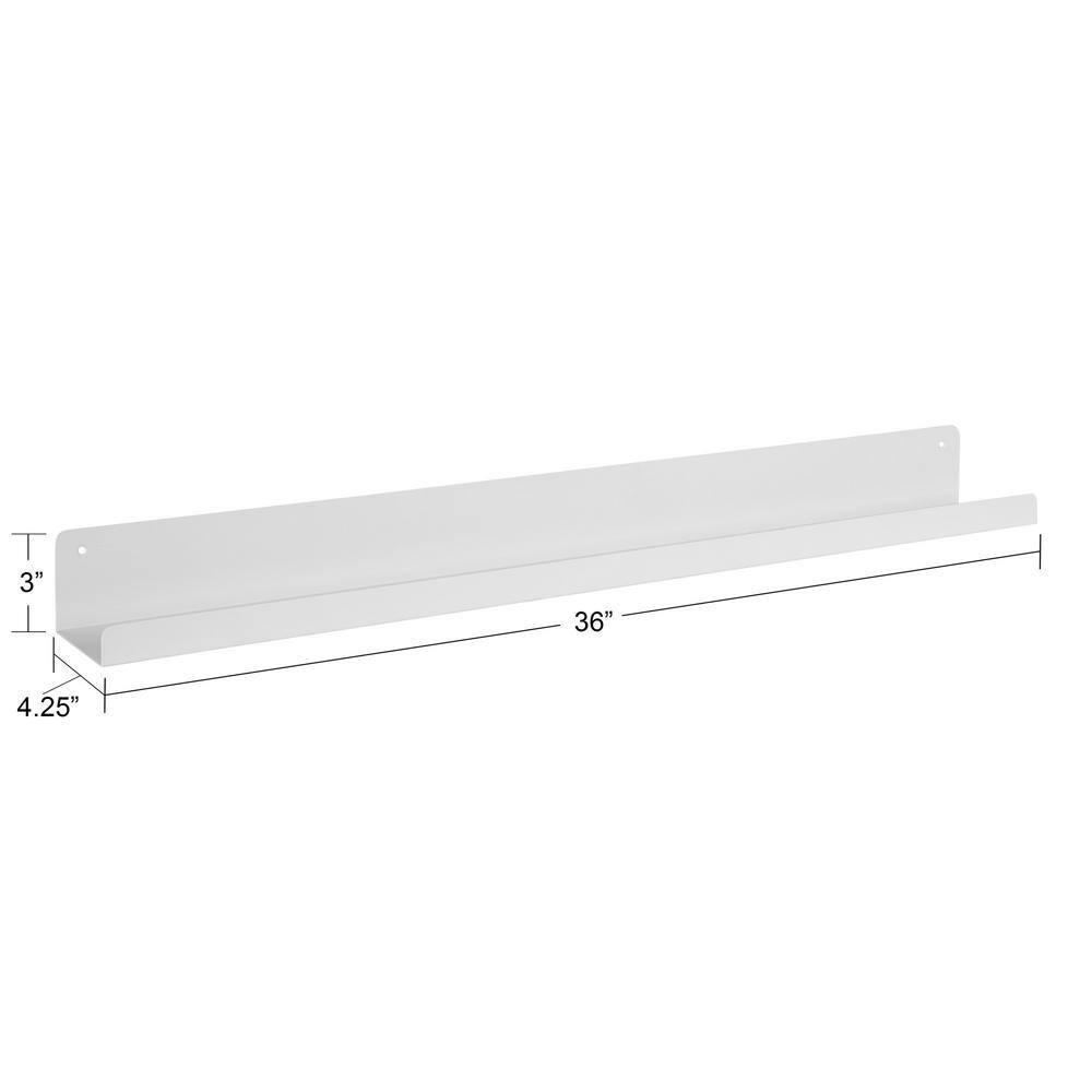 Kate & Laurel All Things Decor 36" x 5" Mezzo Modern Metal Ledge Shelf White: Wall Mounted, Includes Hardware
