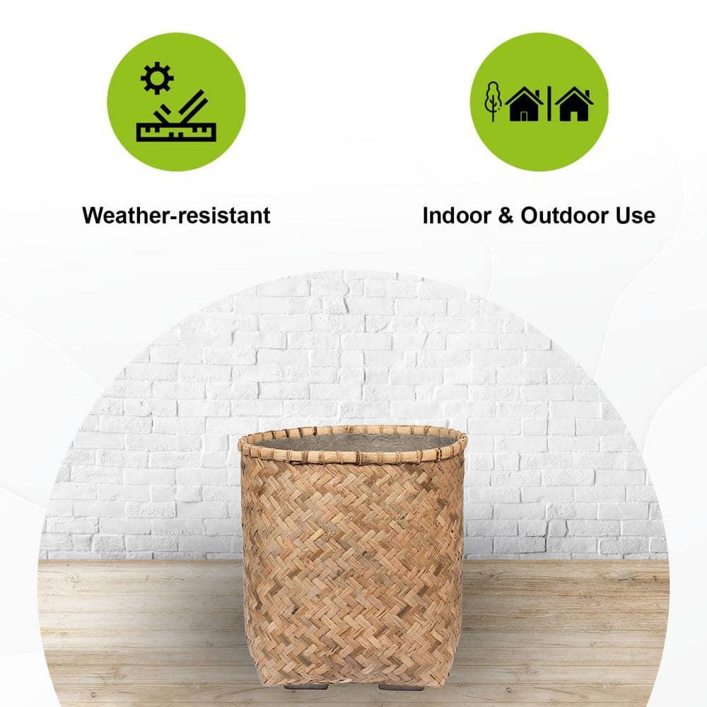 Pottery Pots USA Inc. Pottery Pots Zayn Bamboo Indoor Outdoor Round Planter, Natural Finish 18.9" x 18.9" x 20.9"