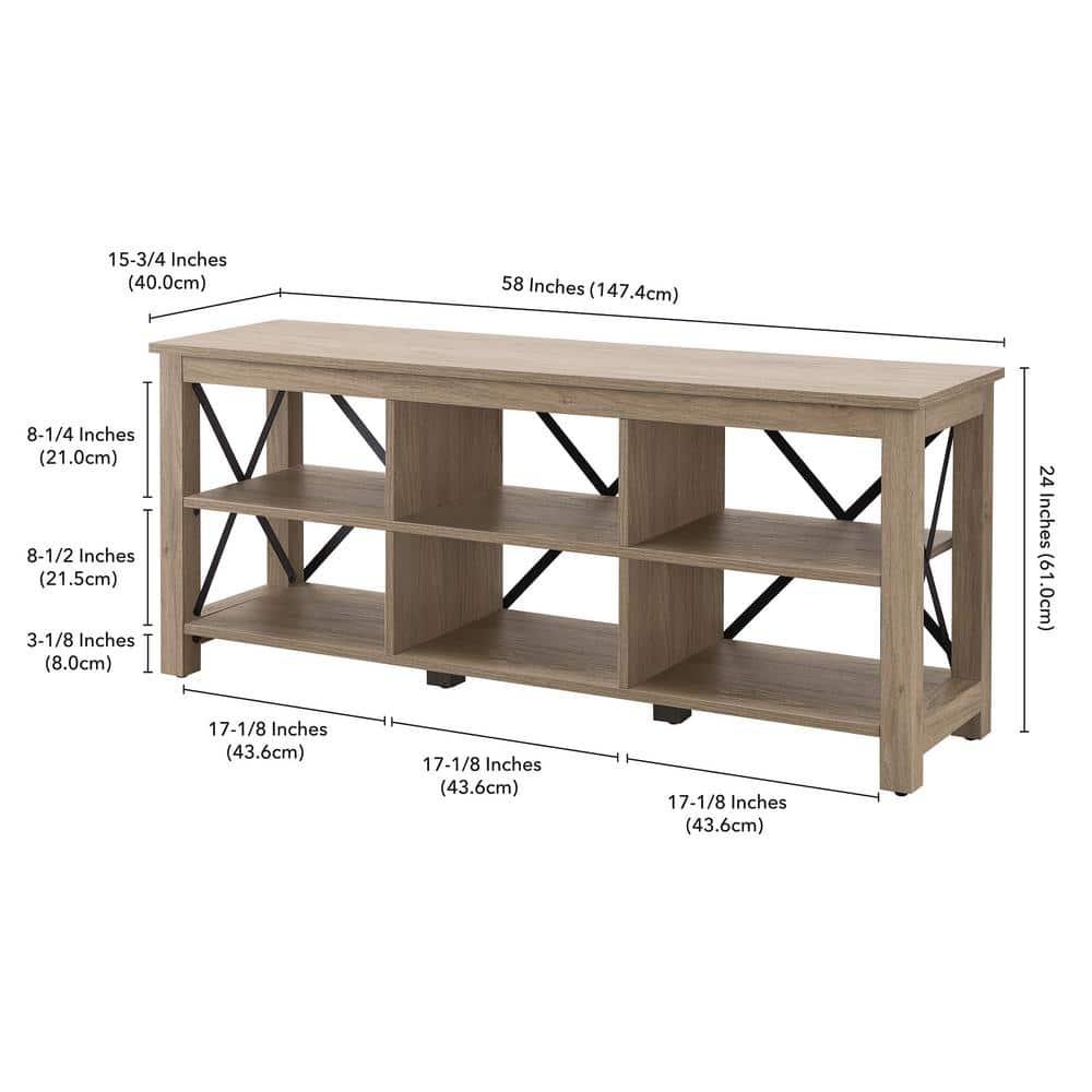 Evelyn&Zoe Sawyer Rectangular TV Stand for TV's up to 65" in Antiqued Gray Oak