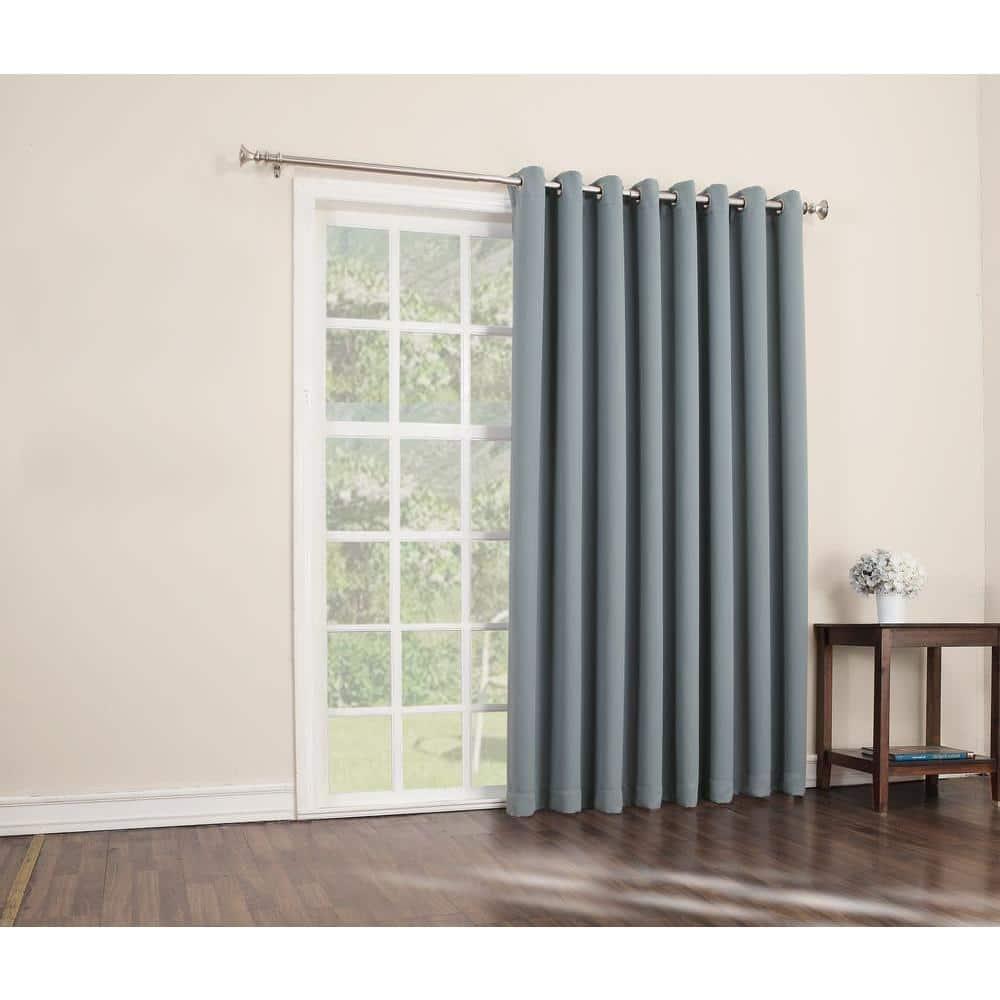 100"x84" Sun Zero Blackout Kenneth Extra-Wide Grommet Sliding Patio Door Curtain Panel Mineral: Energy Efficient, Noise Reduction