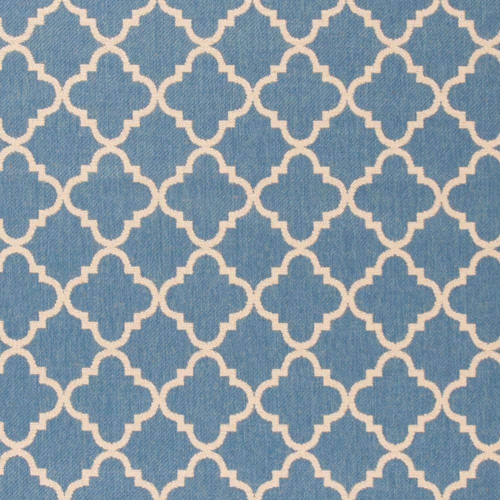 Blue and Cream Geometric 9' x 12' Synthetic Area Rug