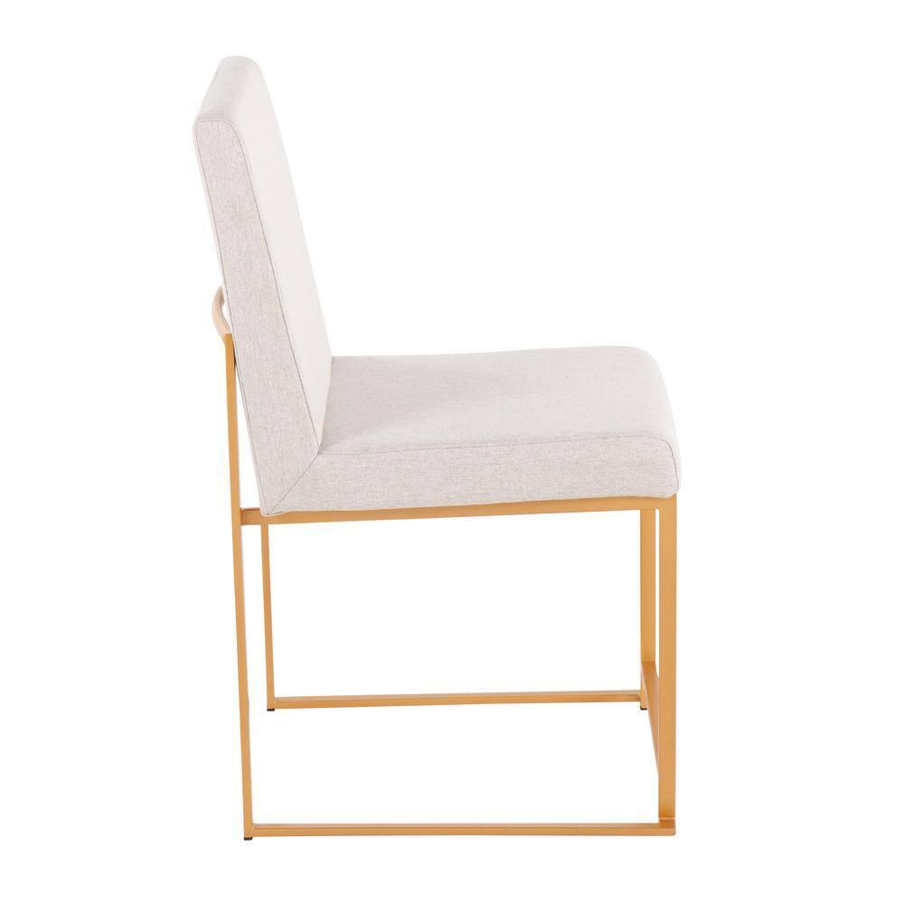 Set of 2 Highback Fuji Dining Chairs: Upholstered, Padded, Metal Frame - LumiSource