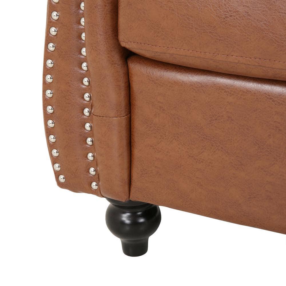 Silverdale Cognac Brown Faux Leather Club Chair with Nailhead Trim (Set of 2)