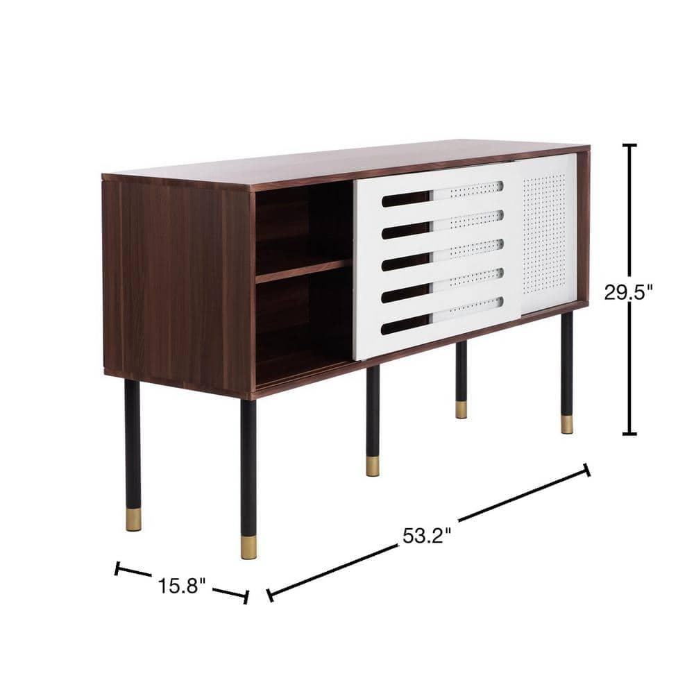 Shiloh Media Stand - White/Walnut - Safavieh