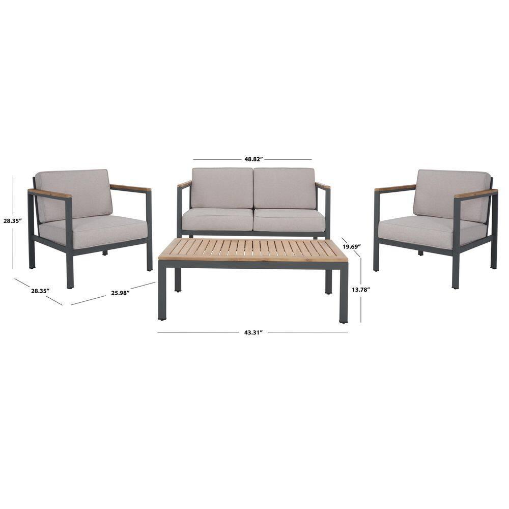 Chicopee 4 Pc Living Set - Indoor/Outdoor - PAT7725 - Natural/Light Grey - Safavieh