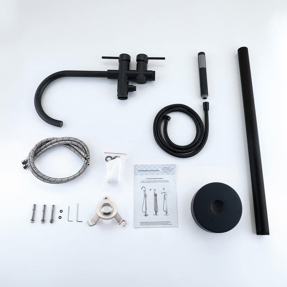PENGFANG WORLDWIDE LLC Double Handle Floor Mounted Tub Filler With Handshower P017MBTF