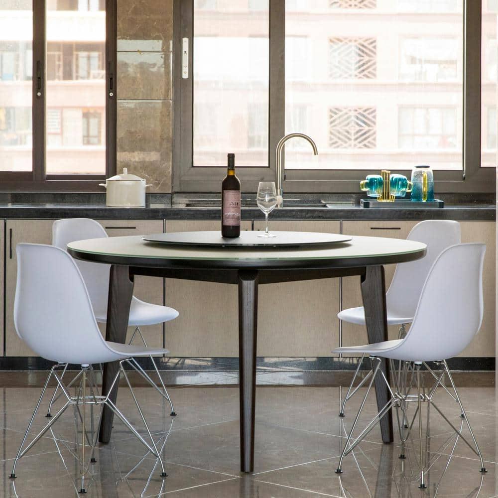 Fabulaxe  32 x 20 x 18.25 in. Mid-Century Modern Style Plastic DSW Shell Dining Chair with Metal Legs, White - Set of 4