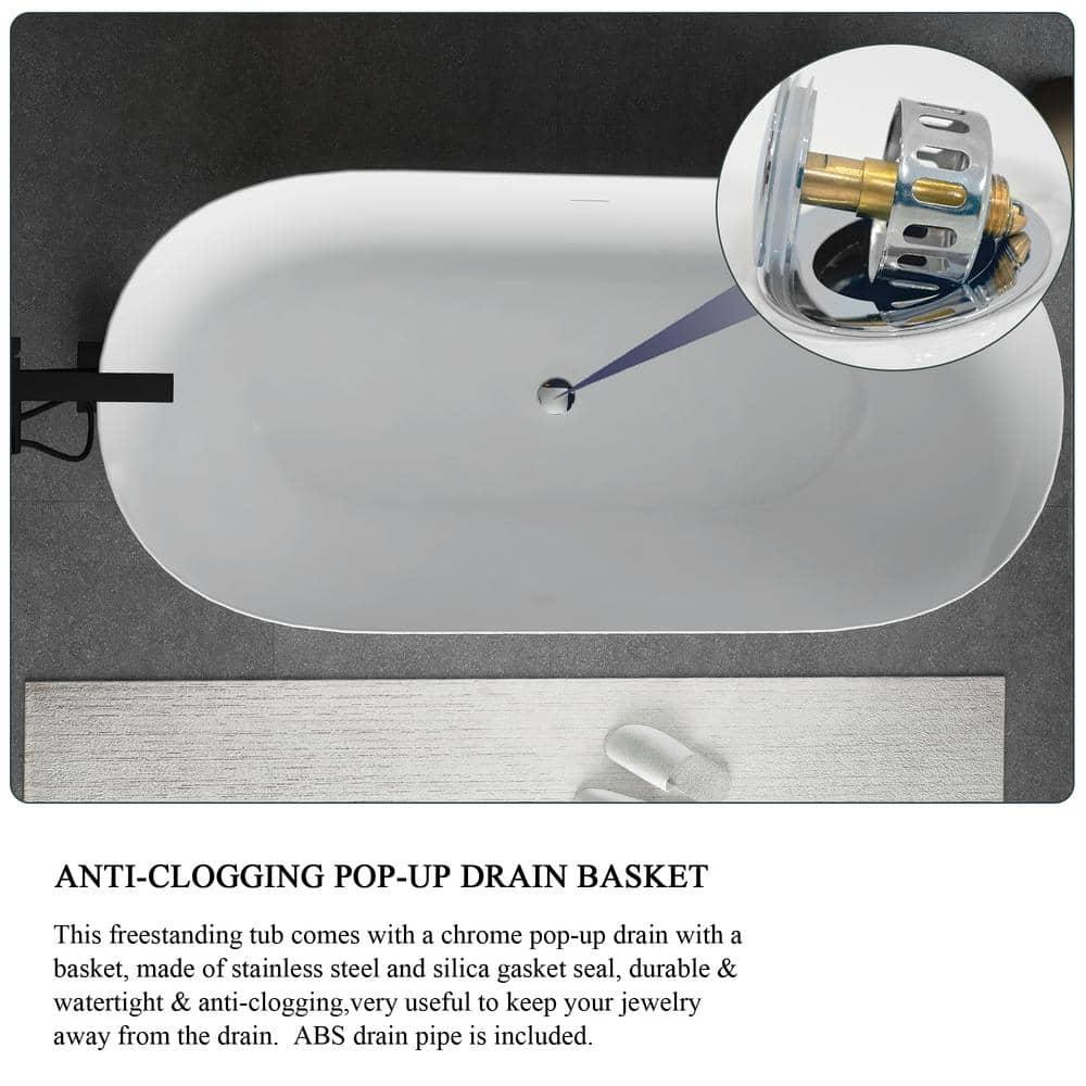 Staykiwi 67'' x 29'' Freestanding Soaking Plastic / Acrylic Bathtub JJCS04BT-67