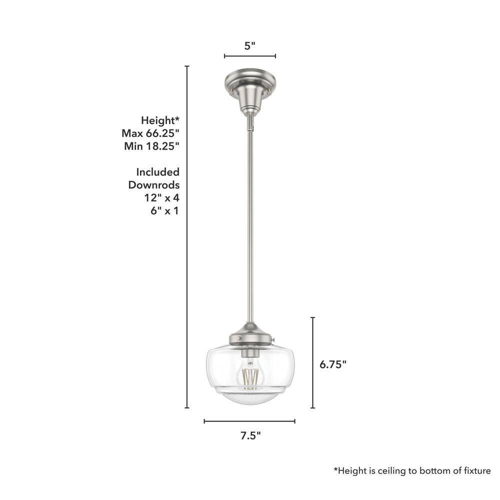 Saddle Creek 1 - Light Single Schoolhouse Pendant with Glass
