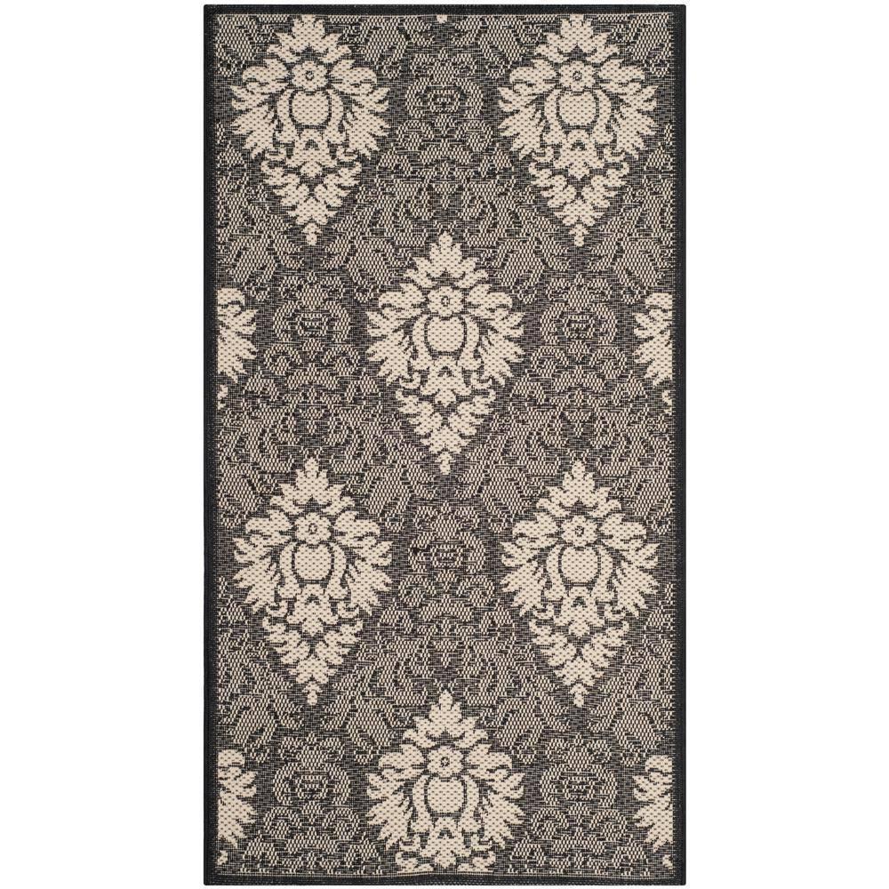 Courtyard CY2714 Power Loomed Indoor and Outdoor Accent Rug - Black/Sand - 2'x3'7" - Safavieh