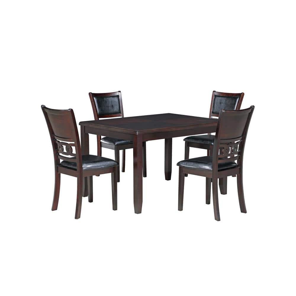 New Classic Furniture Gia Dining Collection with Table & 4 Chairs, Ebony