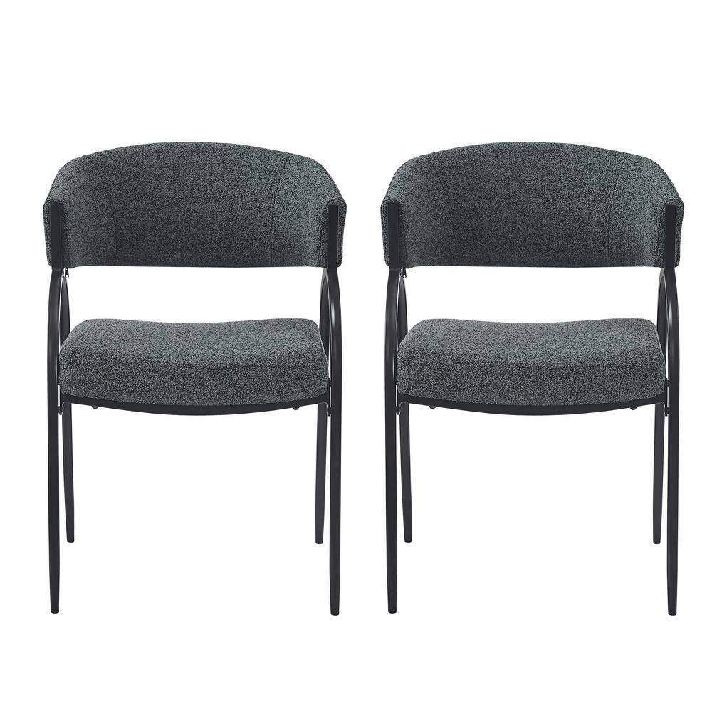 Christopher Knight Home Hayden Upholstered Armrest Dining Chairs with Metal Legs (Set of 2), Dark Green/Black