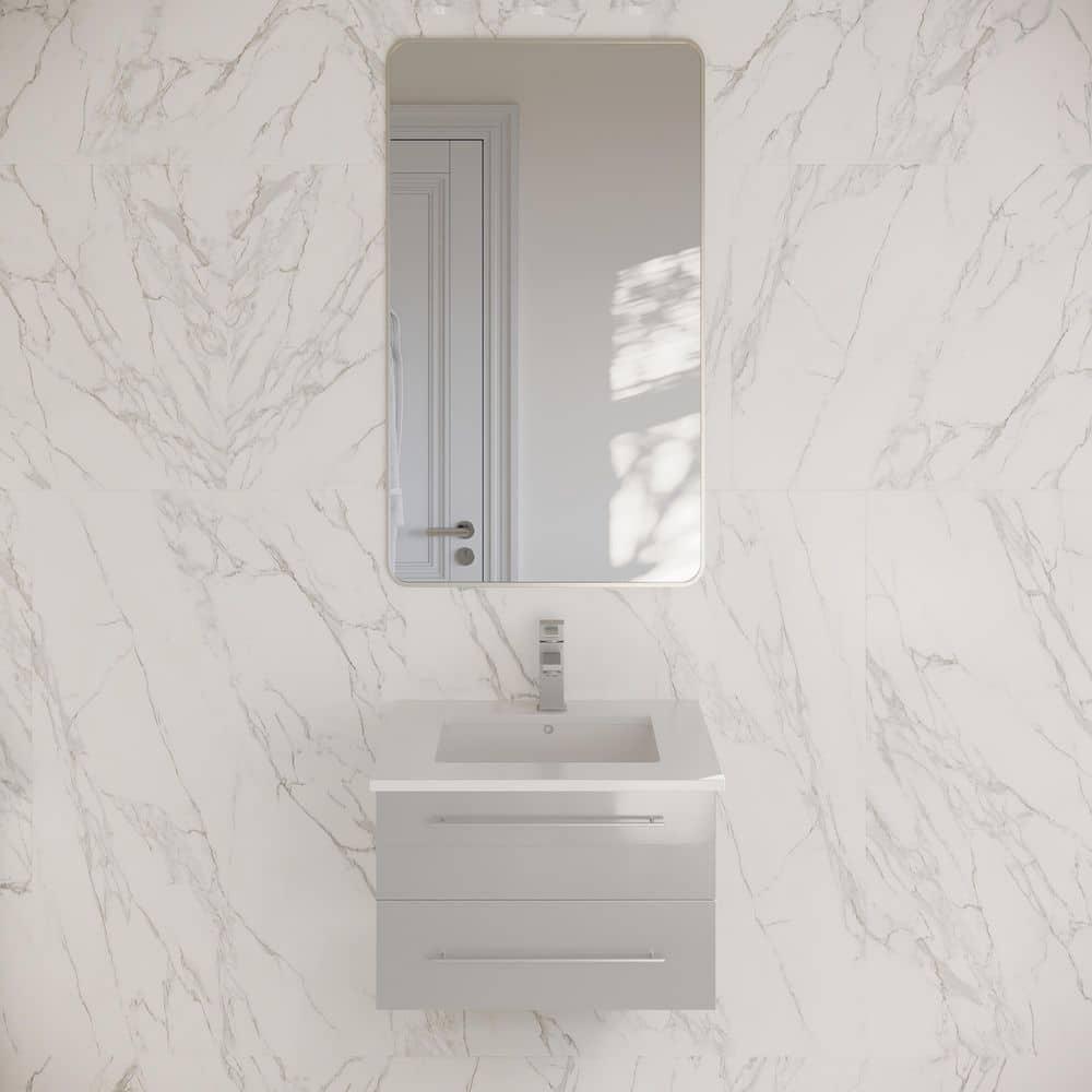 Lucera 24" Wall Mount Modern Single Sink Bathroom Vanity with Top and Undermount Sink