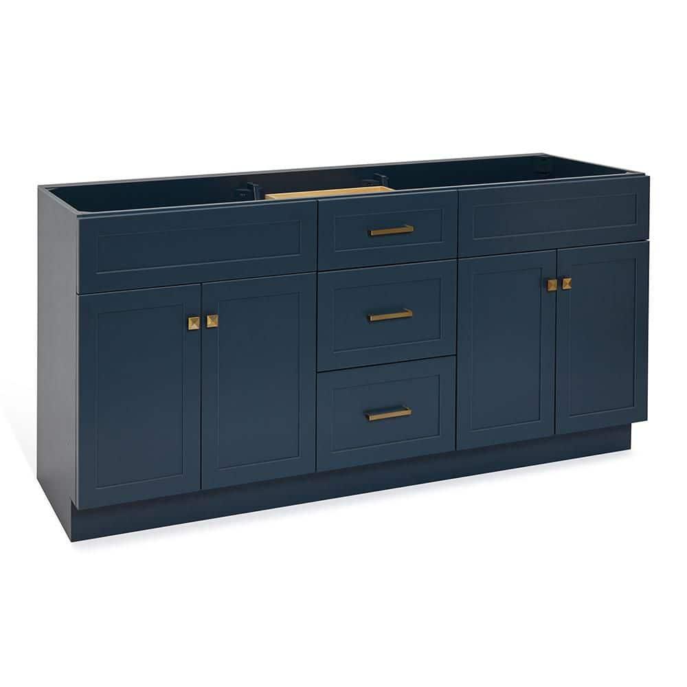 Ariel Hamlet 72 In. Double Sink Base Cabinet In Midnight Blue
