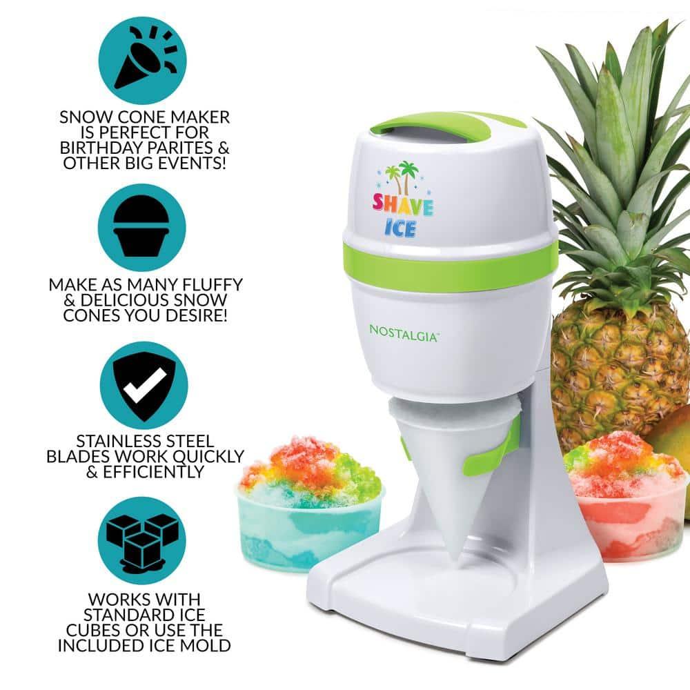 Nostalgia Nostalgia Electric Hawaiian Shave Ice & Snow Cone Maker, Includes Reusable Cup And Two Ice Molds, Stainless Steel Blades